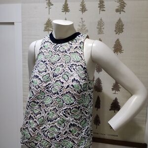 French Connection Floral Lace Sleeveless Top - Green/Navy/White - XS